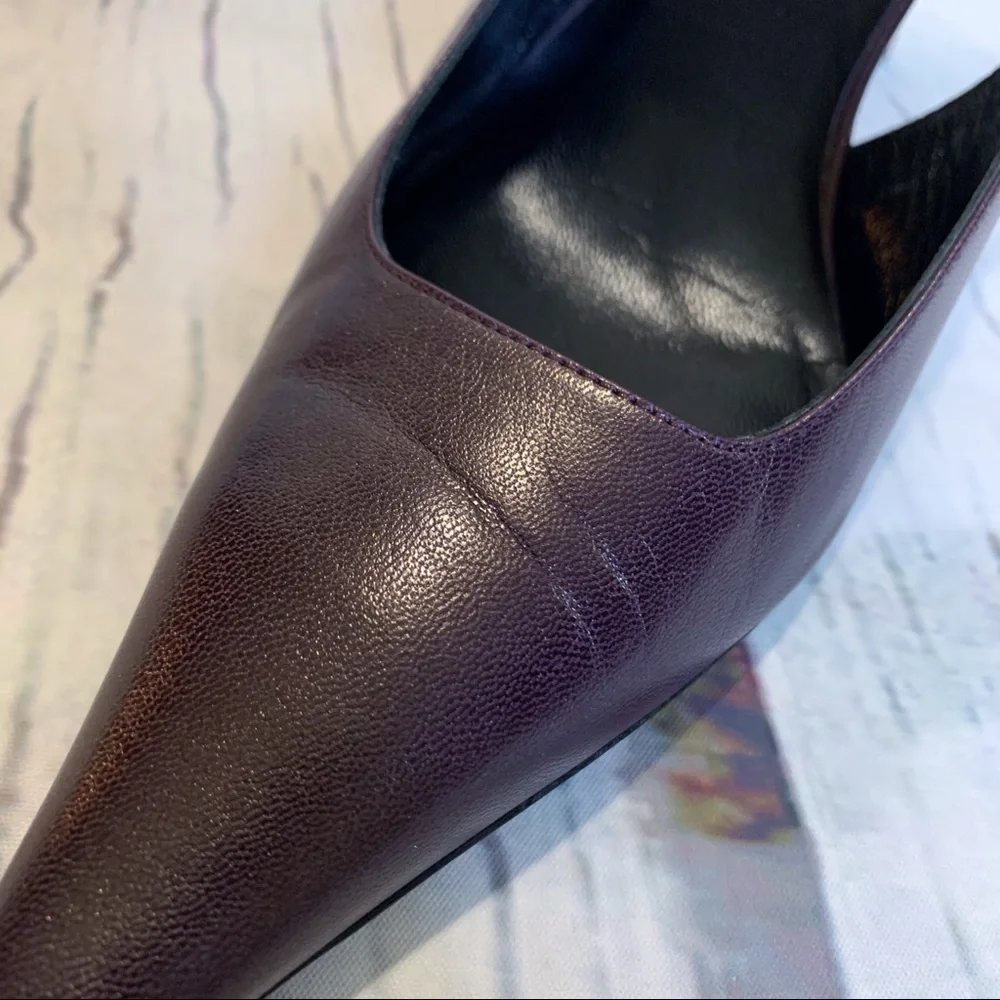 Escada Plum and Mirrored Gold Heels